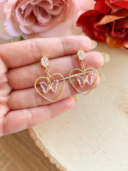 Pre-Order: Gold Butterfly & Heart Studs