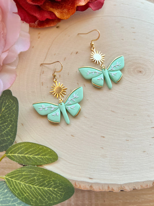 Mint Green Leafy Moth Dangles