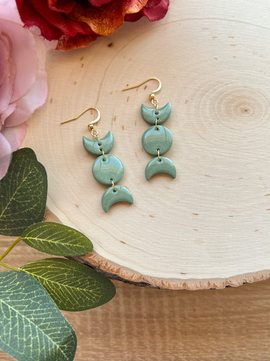 Small Sage Moon Phase Earrings