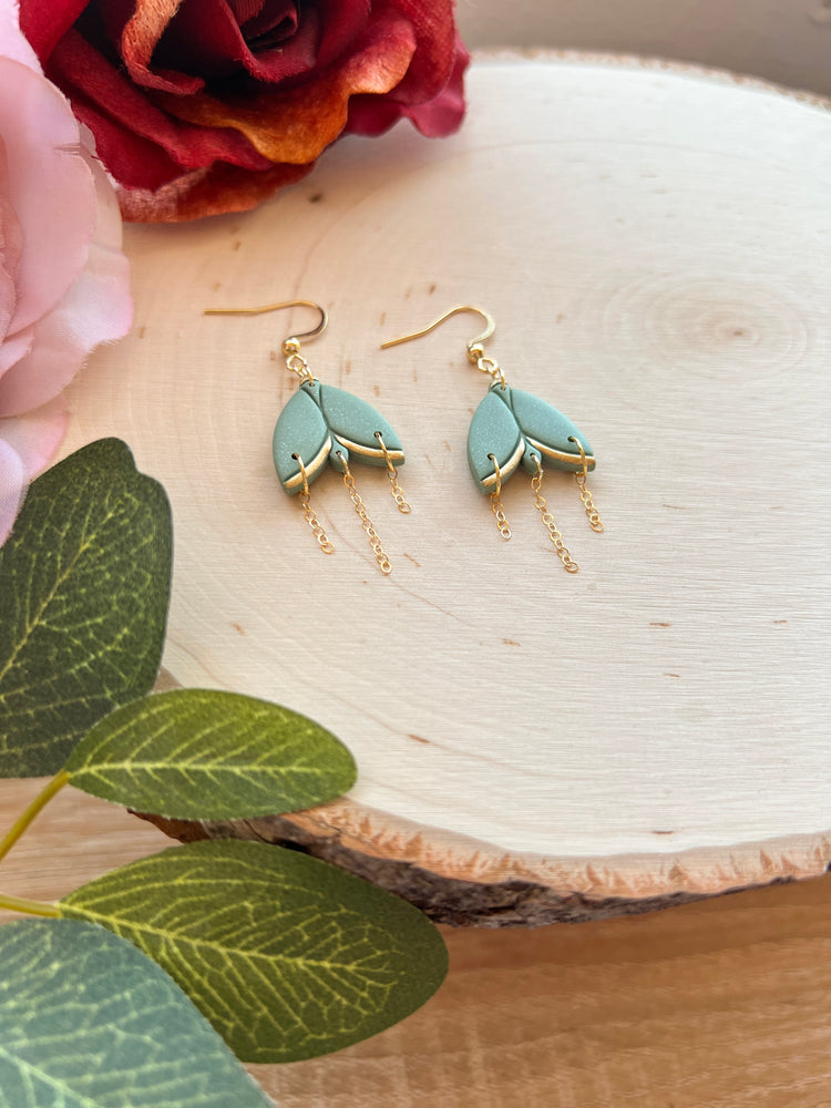 Shimmery Sage Moth Earrings