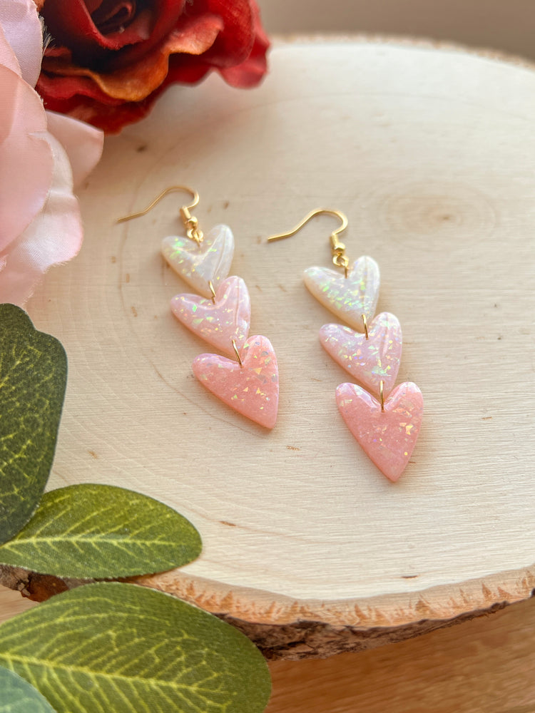 Opal Ombré Heart Earrings