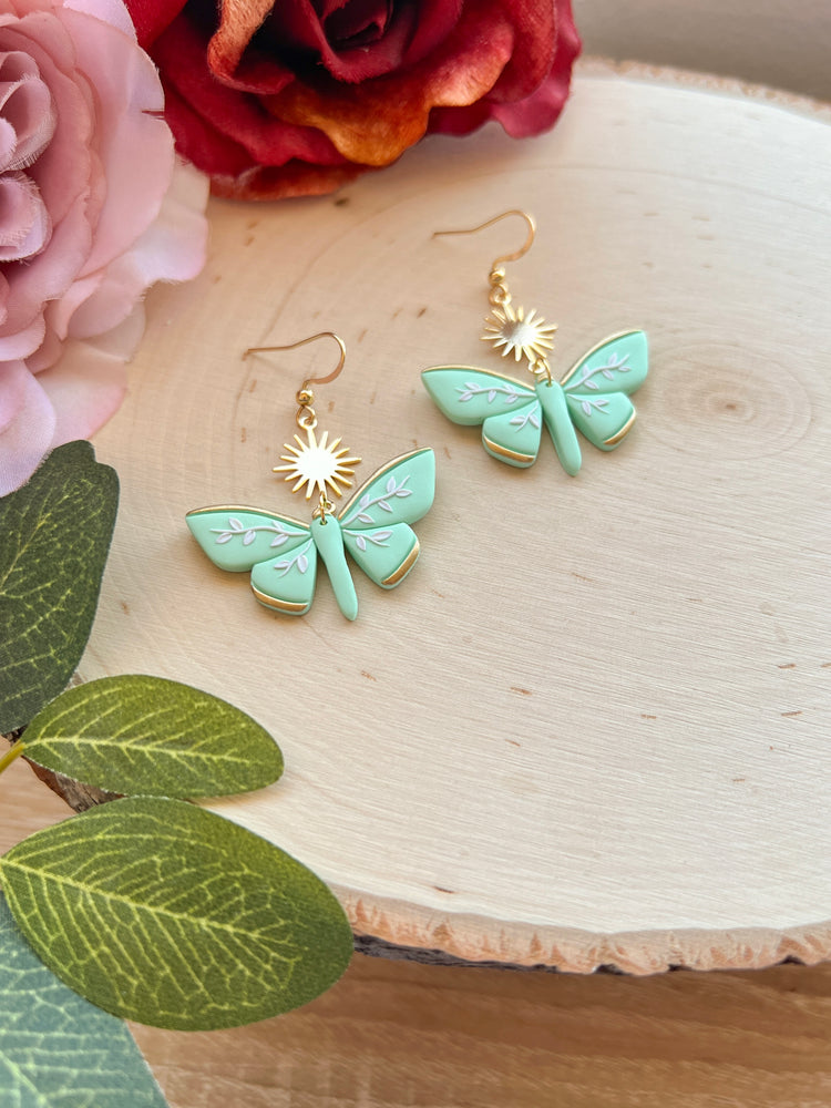 Mint Green Leafy Moth Dangles