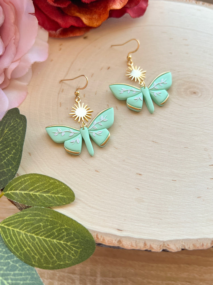 Mint Green Leafy Moth Dangles