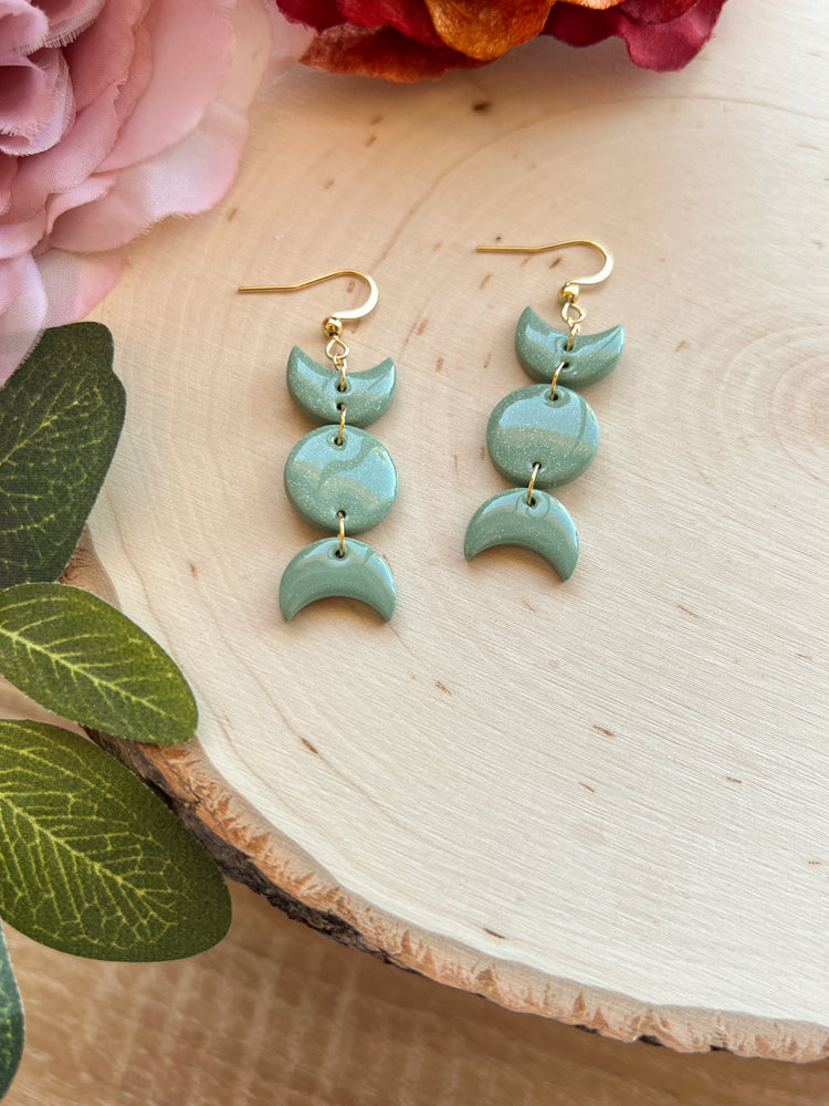 Small Sage Moon Phase Earrings