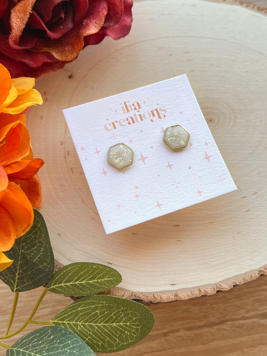 Hexagon Opal Studs