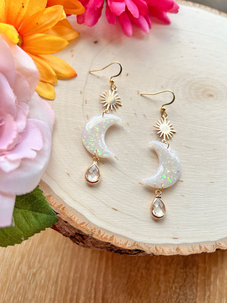 Opal Moon with Gold Sun Hooks