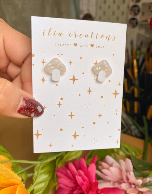 Tiny Opal Mushroom Studs