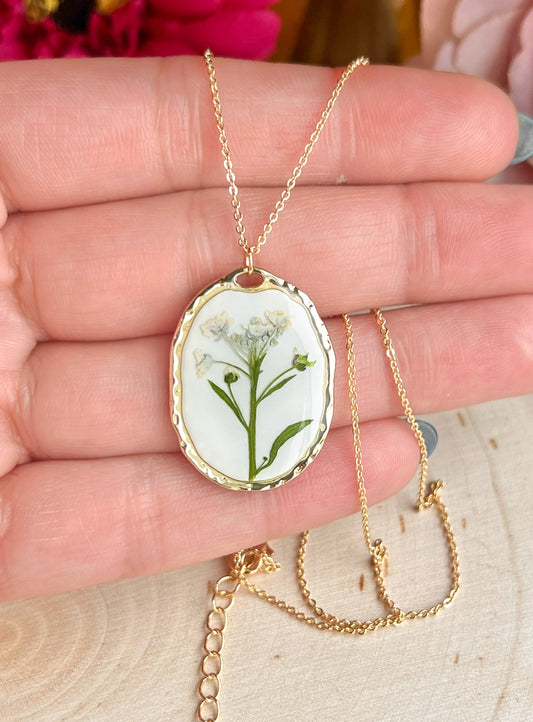 White & Blue Floral Pendant