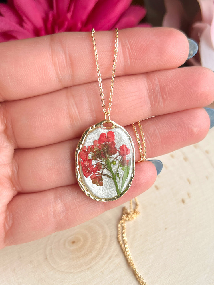 Red Floral Pearl Pendant