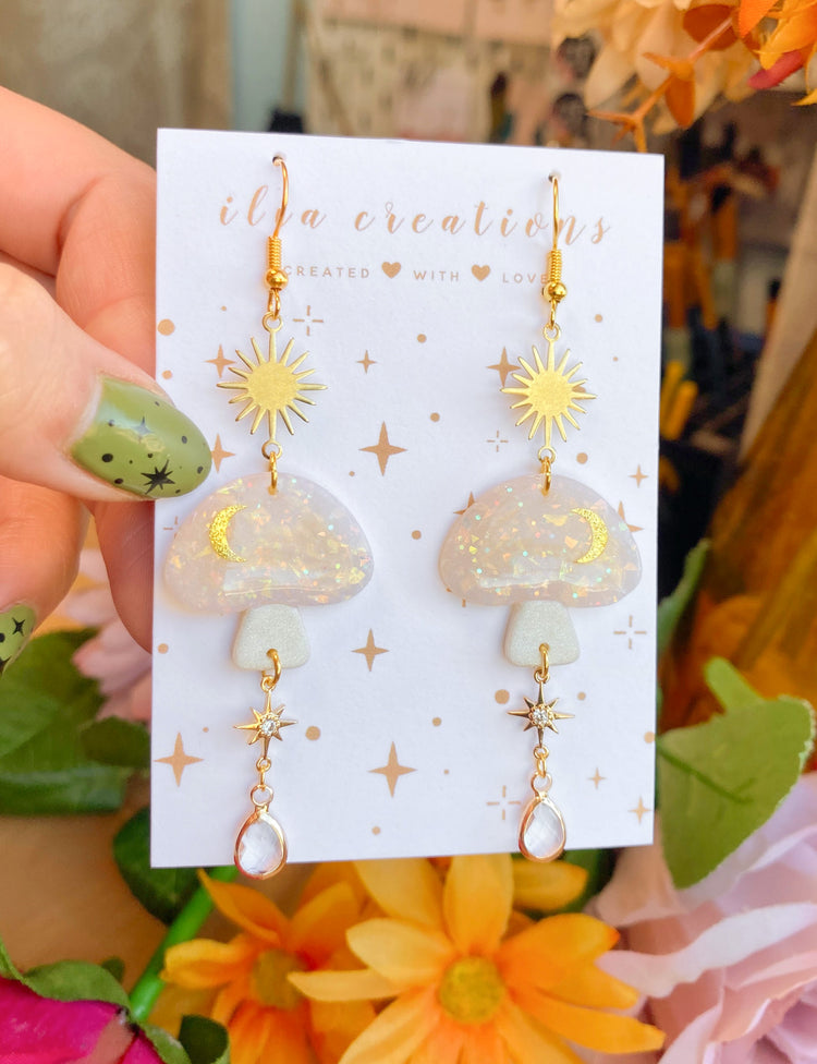 Opal Mushroom Statement Earrings